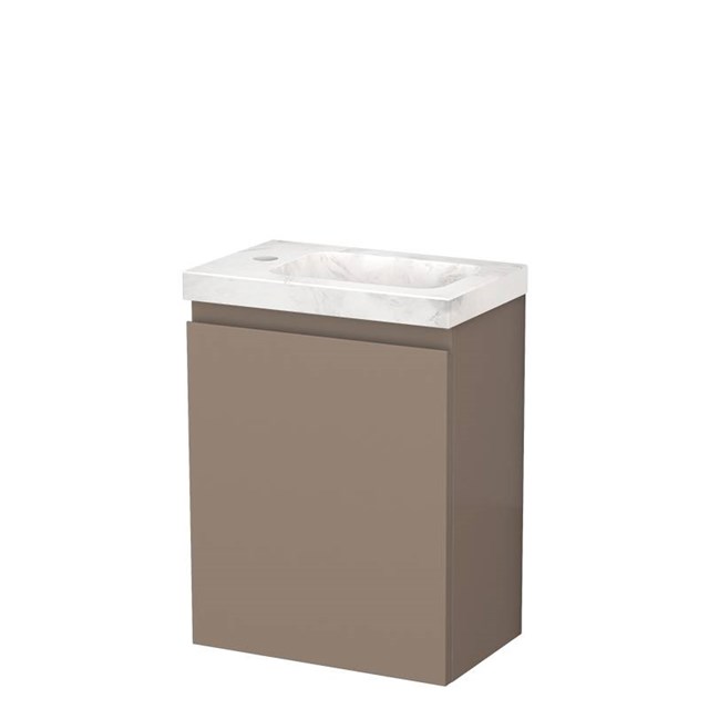 Modulo Pico Toiletmeubel met wastafel | 41 cm Taupe Greeploos front Wastafel Wit marmer Natuursteen TMW10-00555