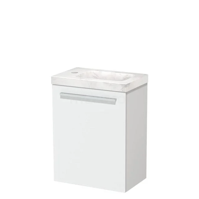 Modulo Pico Toilet unit with basin | 41 cm Matte white Flat front Basin White marble Natural stone TMW10-00563