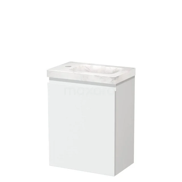 Modulo Pico Toilet unit with basin | 40 cm Matte white Handleless front Basin White marble Natural stone TMW10-00565