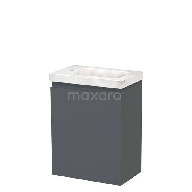 Modulo Pico Toilet unit with basin | 40 cm Dark grey Handleless front Basin white marble Natural stone TMW10-00569