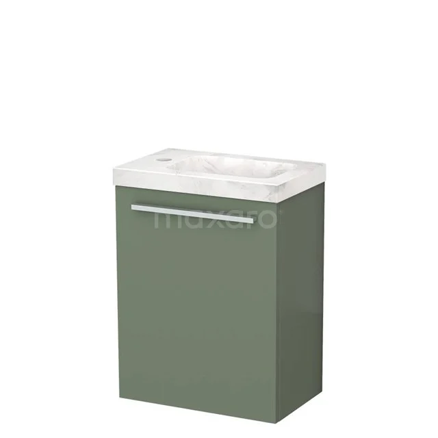 Modulo Pico Toilet unit with basin | 41 cm Sage green Flat front White marble basin Natural stone TMW10-00572