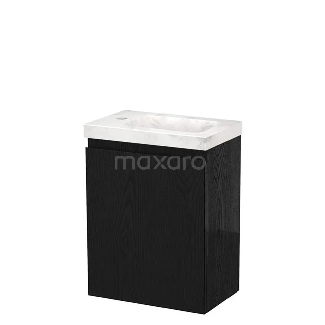 Modulo Pico Toilet unit with basin | 40 cm Black oak Handleless front White marble basin Natural stone TMW10-00576