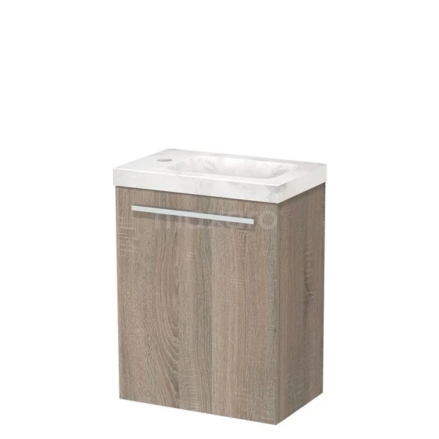 Modulo Pico WC-Möbel mit Waschbecken | 41 cm Eiche glatte Front Waschbecken Weißer Marmor Naturstein TMW10-00578