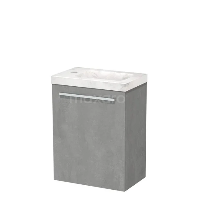 Modulo Pico WC-Möbel mit Waschbecken | 41 cm Hellgrauer Beton Glatte Front Waschbecken aus weißem Marmor Naturstein TMW10-00598