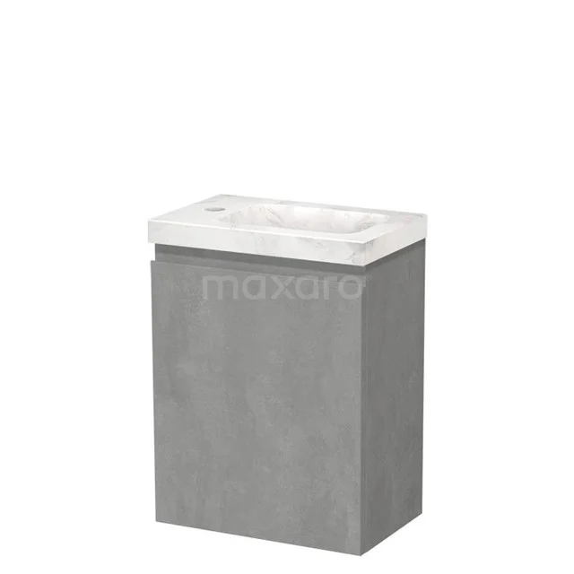 Modulo Pico WC-Möbel mit Waschbecken | 40 cm Hellgrauer Beton Grifflose Front Waschbecken aus weißem Marmor Naturstein TMW10-00599
