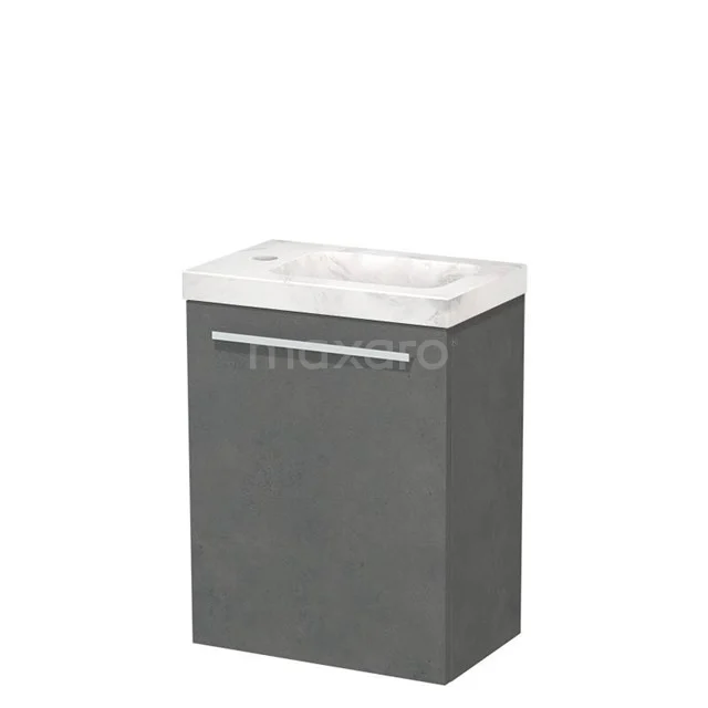 Modulo Pico WC-Möbel mit Waschbecken | 41 cm Dunkelgrauer Beton Glatte Front Waschbecken aus weißem Marmor Naturstein TMW10-00601 Modulo Pico WC-Möbel mit Waschbecken | 41 cm Dunkelgrauer Beton Glatte Front Waschbecken aus weißem Marmor Naturstein TMW10-00601