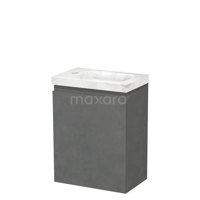 Modulo Pico Toiletmeubel met wastafel | 41 cm Donkergrijs beton Greeploos front Wit marmer wastafel Natuursteen TMW10-00602