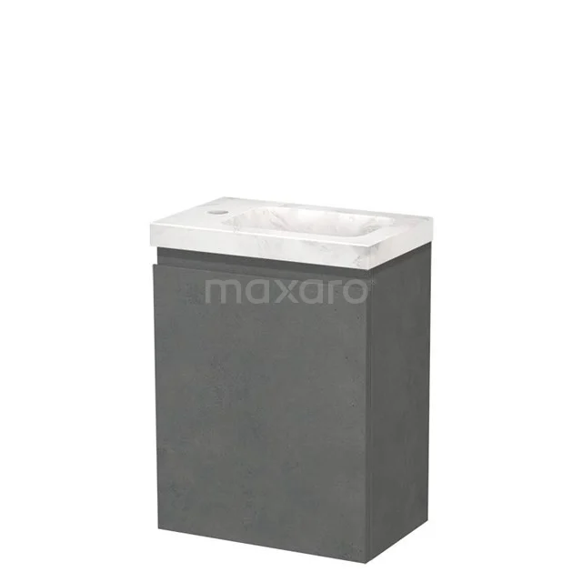 Modulo Pico WC-Möbel mit Waschbecken | 40 cm Dunkelgrauer Beton Grifflose Front Waschbecken aus weißem Marmor Naturstein TMW10-00602