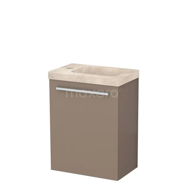 Modulo Pico Toiletmeubel met wastafel | 41 cm Taupe Vlak front Wastafel Travertin Natuursteen TMW10-00608