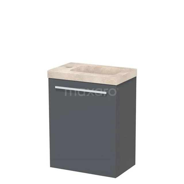 Modulo Pico Toiletmeubel met wastafel | 41 cm Donkergrijs Vlak front Wastafel Travertin Natuursteen TMW10-00622