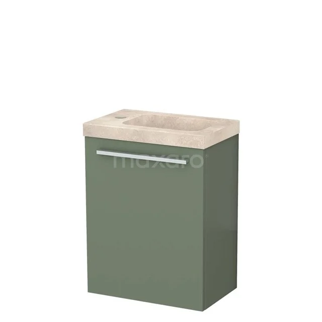 Modulo Pico Toilet unit with basin | 41 cm Sage green Flat front Travertin basin Natural stone TMW10-00627