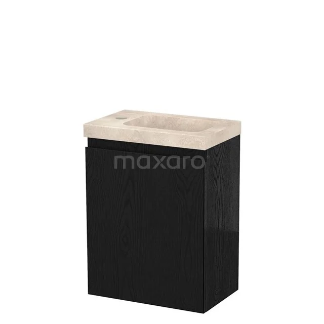 Modulo Pico Toilet unit with basin | 40 cm Black oak Handleless front Travertine basin Natural stone TMW10-00632