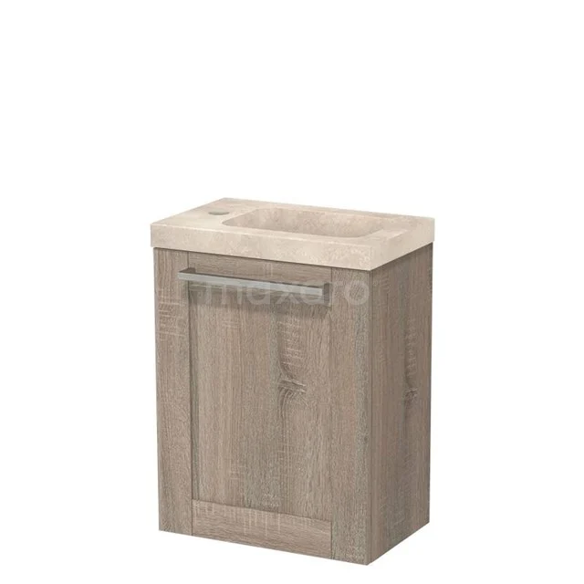 Modulo Pico Toilet unit with basin | 40 cm Oak Fronts Basin Travertine Natural stone TMW10-00634