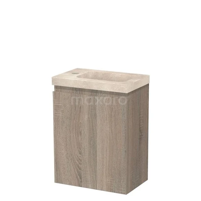 Modulo Pico Toilet unit with basin | 40 cm Oak Handleless front Basin Travertine Natural stone TMW10-00636