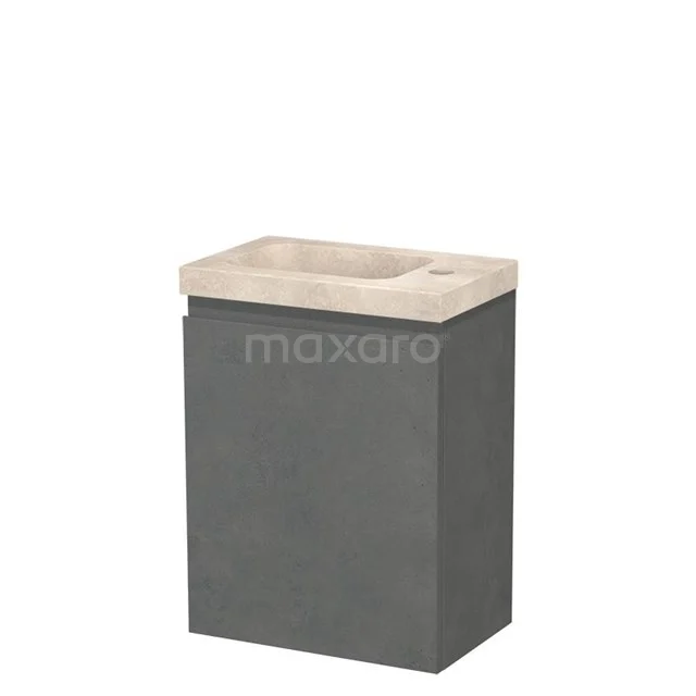 Modulo Pico WC-Möbel mit Waschbecken | 40 cm Dunkelgrauer Beton Grifflose Front Waschbecken aus Travertin Naturstein TMW10-00657 Modulo Pico WC-Möbel mit Waschbecken | 40 cm Dunkelgrauer Beton Grifflose Front Waschbecken aus Travertin Naturstein TMW10-00657