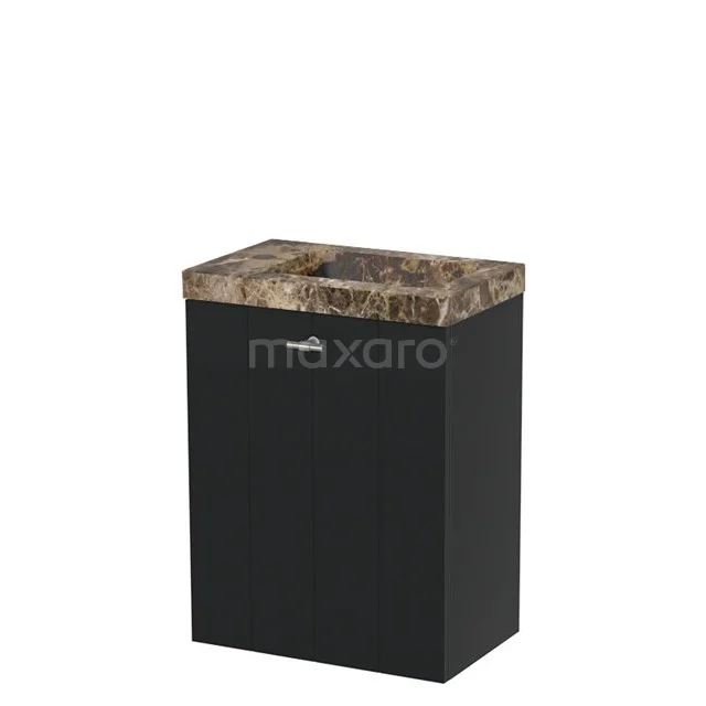 Modulo Pico Toilet unit with basin | 40 cm Matte black Lamellar fronts Basin Dark emperador Natural stone TMW10-00660
