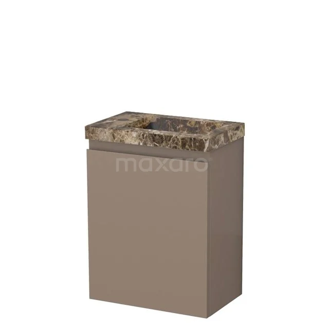 Modulo Pico Toiletmeubel met wastafel | 40 cm Taupe Greeploos front Wastafel Dark emperador Natuursteen TMW10-00664