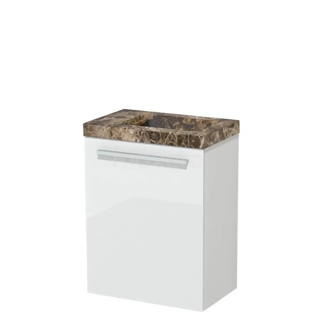 Modulo Pico Toilet unit with basin | 41 cm High-gloss white Flat front Basin Dark emperador Natural stone TMW10-00669