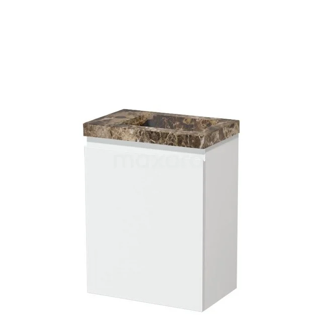 Modulo Pico Toilet unit with basin | 40 cm Matte white Handleless front Basin Dark emperador Natural stone TMW10-00676