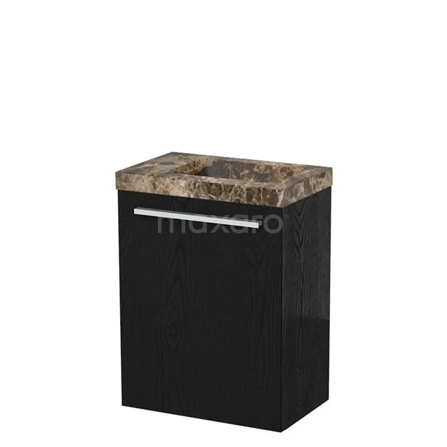 Modulo Pico Toilet unit with basin | 41 cm Black oak Flat front Dark emperador Basin Natural stone TMW10-00685