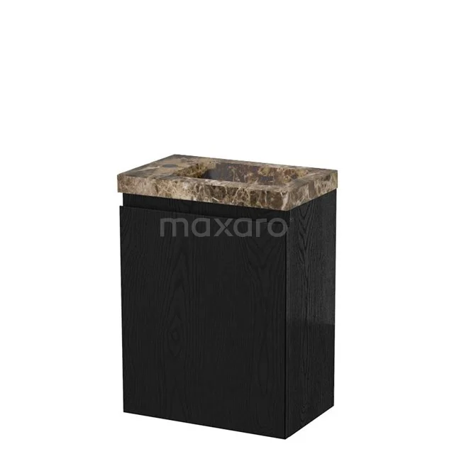 Modulo Pico Toilet unit with basin | 40 cm Black oak Handleless front Dark emperador Basin Natural stone TMW10-00686