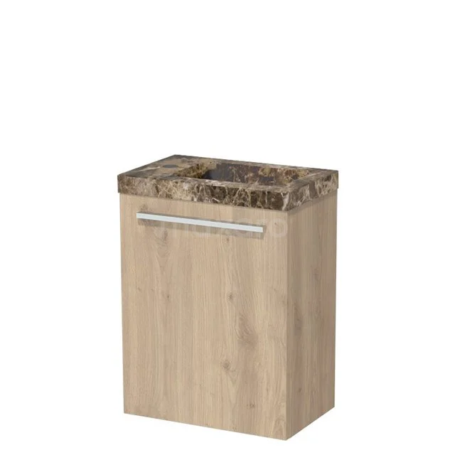 Modulo Pico Toilet unit with basin | 41 cm Light brown oak Flat front Basin Dark emperador Natural stone TMW10-00694