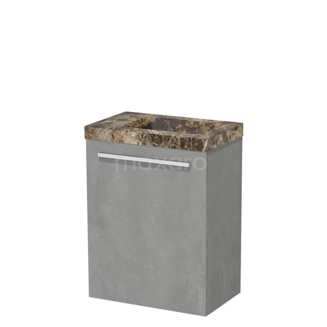 Modulo Pico Toilet unit with basin | 41 cm Light grey concrete Flat front Dark emperador basin Natural stone TMW10-00708
