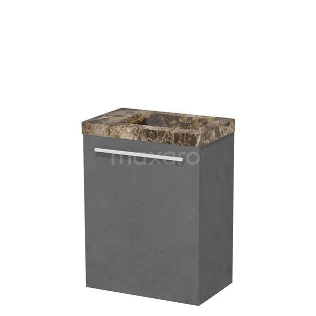 Modulo Pico WC-Möbel mit Waschbecken | 41 cm Dunkelgrauer Beton Glatte Front Dark emperador Waschbecken Naturstein TMW10-00711
