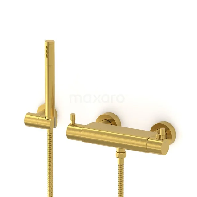 Radius exposed shower mixer set | Gold Thermostatic mixer with handheld shower 1 position AOG55-00004