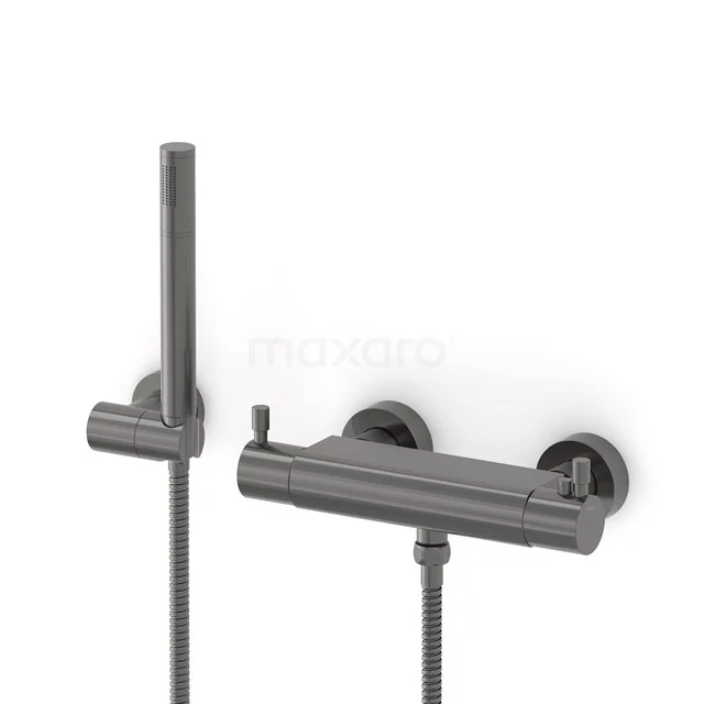 Radius Brausegarnitur | Schwarzes Metall Thermostatarmatur mit Handbrause 1 Position AOM55-00004