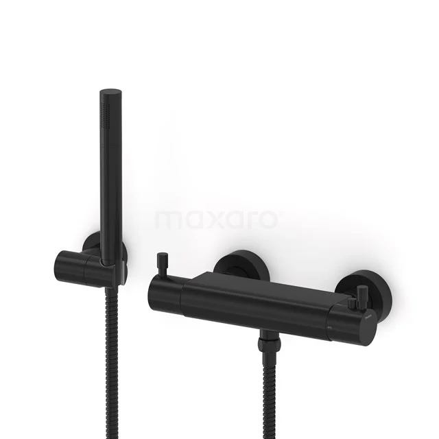 Radius exposed shower mixer set | Black Thermostatic mixer with handheld shower 1 position AOZ55-00004