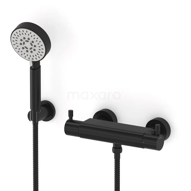 Radius Aufputz-Brausegarnitur | Schwarz Thermostatarmatur mit Handbrause 5 Positionen AOZ55-00005