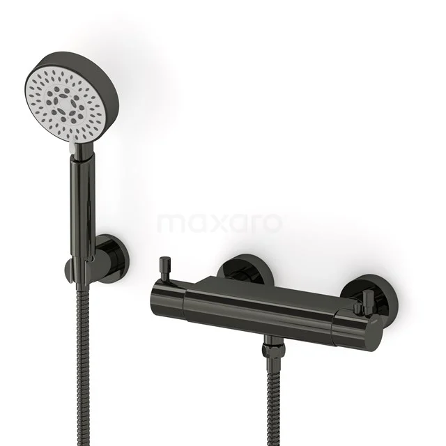 Radius Aufputz-Brausegarnitur | Schwarzchrom Thermostatarmatur mit Handbrause 5 Positionen AOB55-00005 Radius Aufputz-Brausegarnitur | Schwarzchrom Thermostatarmatur mit Handbrause 5 Positionen AOB55-00005