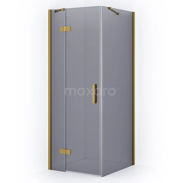 Diamond Shower cabin | 90x80 cm Gold Smoke glass Pivot door Rectangle CDB213608411GGN