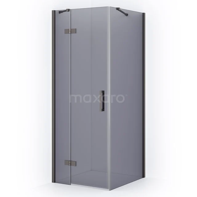 Diamond Shower enclosure | 80x80 cm Black metal Smoke glass Pivot door Square CDB213508411ZMN