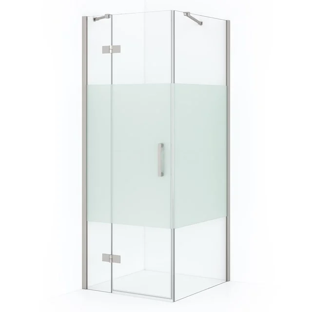 Diamond Shower enclosure | 80x80 cm Stainless steel Clear with matt strip Pivot door Square CDB213508413BR