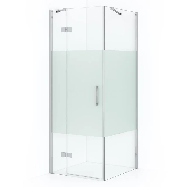 Diamond Douchecabine | 90x80 cm Chroom Helder met matte strook Draaideur Rechthoek CDB213608413C