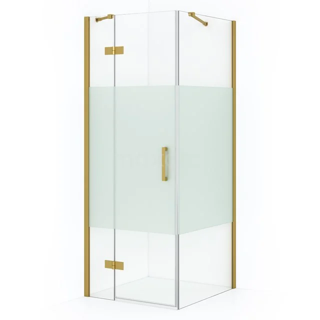 Diamond Shower enclosure | 80x80 cm Gold Clear with matt strip Pivot door Square CDB213508413GGN
