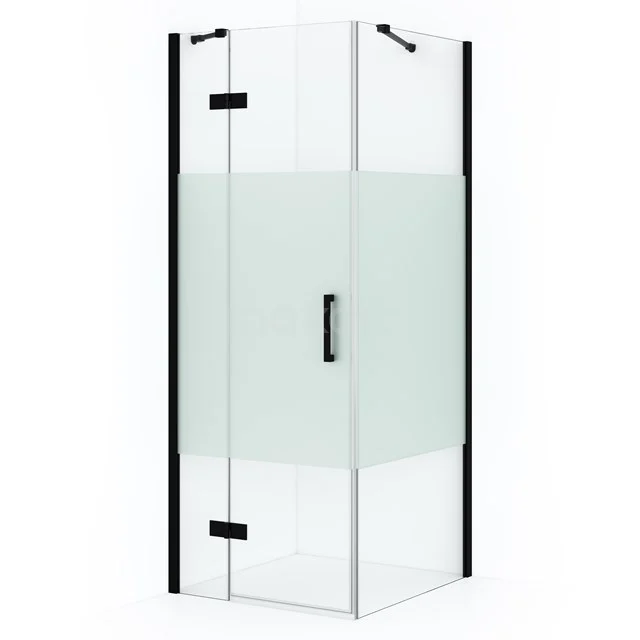 Diamond Shower enclosure | 80x80 cm Matte black Clear with matt strip Pivot door Square CDB213508413MB