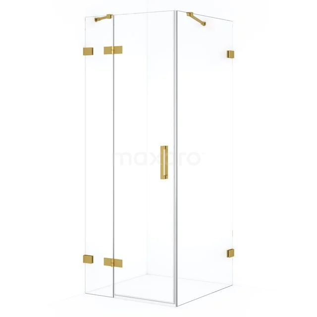 Diamond Douchecabine | 80x70 cm Goud Helder glas Draaideur Rechthoek CDB213507420GG