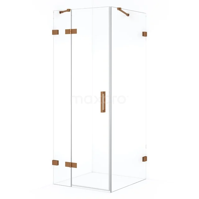 Diamond Shower enclosure | 80x80 cm Copper Clear glass Pivot door Square CDB213508420KP