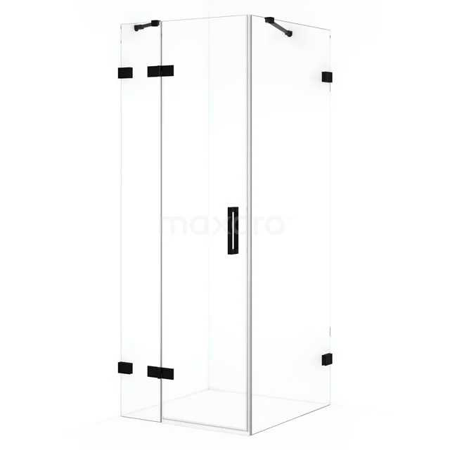 Diamond Shower enclosure | 80x80 cm Matte black Clear glass Pivot door Square CDB213508420MB