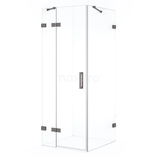 Diamond Shower enclosure | 80x80 cm Black metal Clear glass Pivot door Square CDB213508420ZM