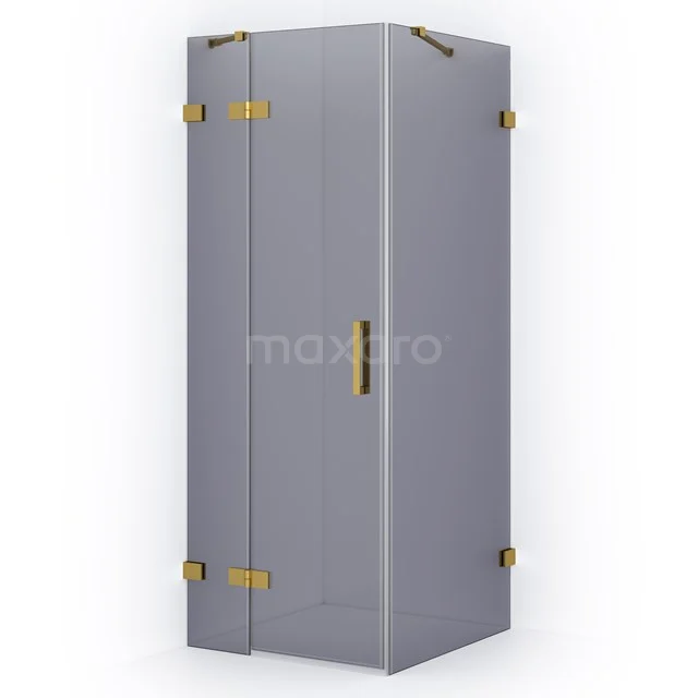 Diamond Shower cabin | 80x80 cm Gold Smoke glass Pivot door Square CDB213508421GG