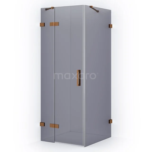 Diamond Shower enclosure | 90x80 cm Copper Smoke glass Pivot door Rectangle CDB213608421KP