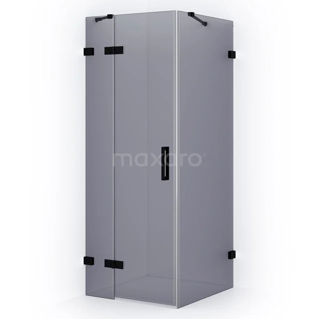 Diamond Duschkabine | 90x80 cm Matt Schwarz Drehtür Rechteck CDB213608421MB