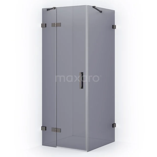 Diamond Shower enclosure | 80x80 cm Black metal Smoke glass Pivot door Square CDB213508421ZM