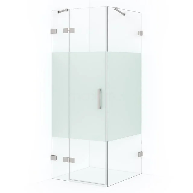 Diamond Shower enclosure | 80x80 cm Stainless steel Clear with matt strip Pivot door Square CDB213508423BR
