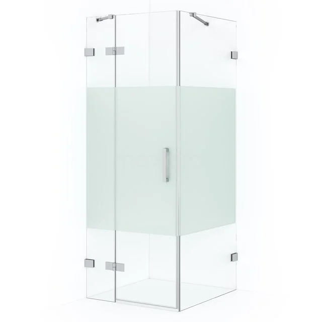 Diamond Douchecabine | 90x80 cm Chroom Helder met matte strook Draaideur Rechthoek CDB213608423C