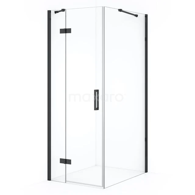 Diamond Douchecabine | 100x80 cm Zwart chroom Helder glas Draaideur Rechthoek CDB213510410BC